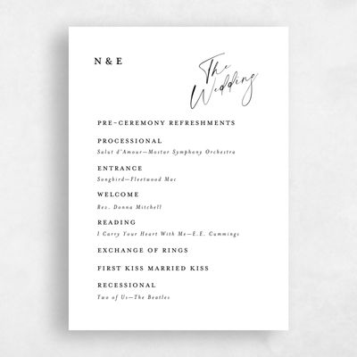 White Wedding Program - Anerley
