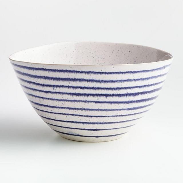 Lina Blue Stripe Serve Bowl