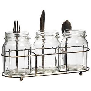 Home Essentials & Beyond 4-Piece Mason Jar Flatware Caddy in Antique Bronze