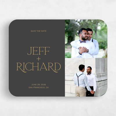 Black Rounded Wedding Save the Date - Hazeldale Multiphoto