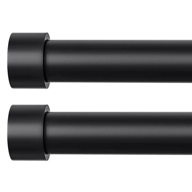 TDZWIN 2 Pack Black Curtain Rods for Windows 48 to 84 Inch, 1 Inch Diameter Heavy Duty Black Curtain Rods, Matte Black Modern Telescoping Drapery Rods for Indoor &Outdoor (M8,Black,40-76 Inch)