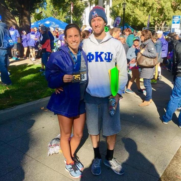 When Chris surprised me by showing up at mile 13 of the California International Marathon in Sacramento as I made an attempt for a big personal record. Best surprise ever (next to the proposal)!!