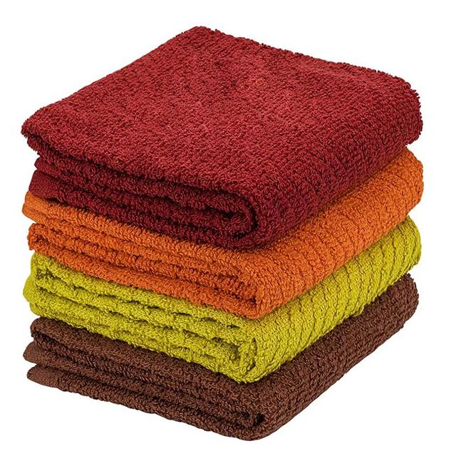DecorRack 4 Pack Large Kitchen Towels, 100% Cotton, 15 x 25 Inch Absorbent Dish Drying Cloth, Perfect for Kitchen, Hand Towels, Assorted Colors (Set of 4)