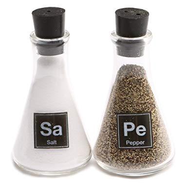 Wink Science Flask Salt and Pepper Shakers,Clear, Black,Small