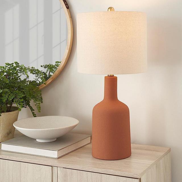 Nourison 22" Modern Orange Terracotta Table Lamp