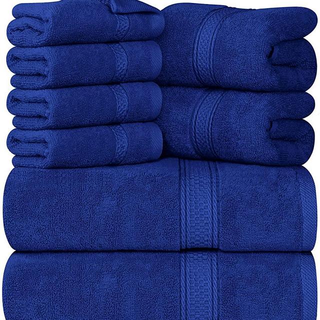 Utopia Towels 8-Piece Premium Towel Set, 2 Bath Towels, 2 Hand Towels, and 4 Wash Cloths, 600 GSM 100% Ring Spun Cotton Highly Absorbent Towels for Bathroom, Gym, Hotel, and Spa (Royal Blue)