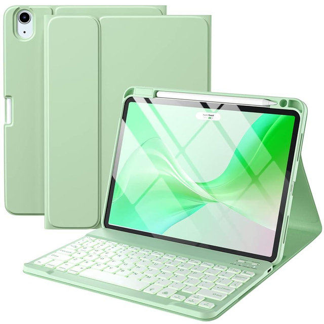 Harvopu Compatible for iPad Air 11-inch/ 10.9" Air 5th 4th Generation Case with Keyboard - Backlit Detachable, Folio Cover with Pencil Holder for iPad Air 11 Inch M3/M2, Air 5/ Air 4 (Green)