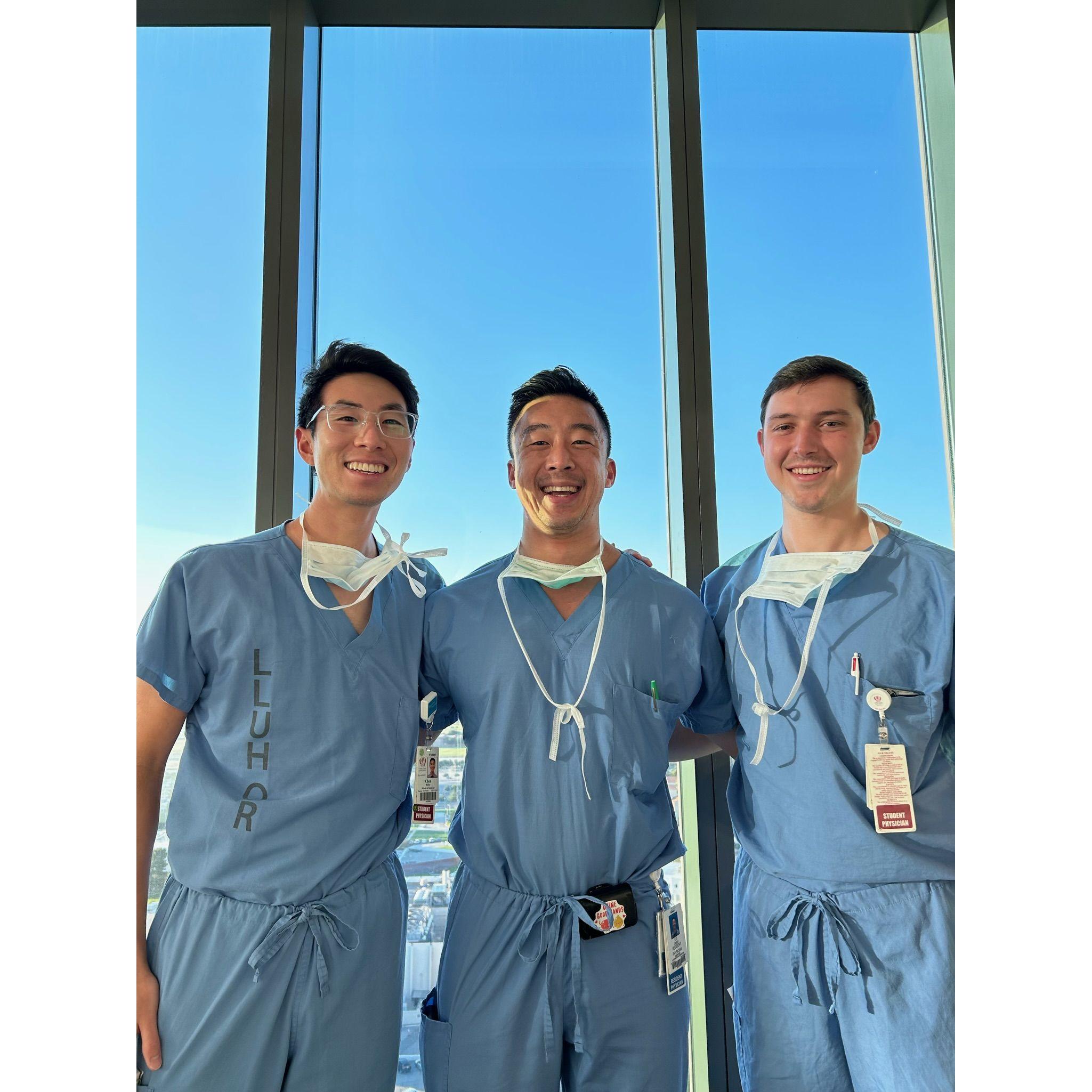 Ricky and urology team members during 4th year of medical school