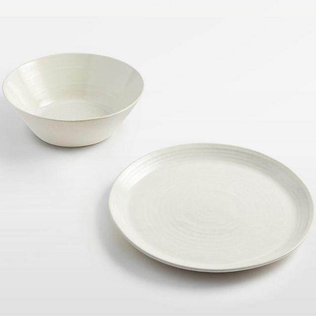 Larkin Reactive Glaze Serving Bowl & Platter - Glossy True White