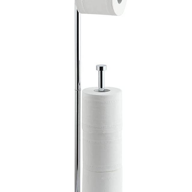 SunnyPoint Free Standing Bathroom Toilet Paper Holder Stand with Reserve, Reserve Area has Enough Space for Jumbo Roll (Chrome)