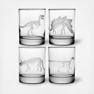 Jurassic Double Rocks Glass, Set of 4