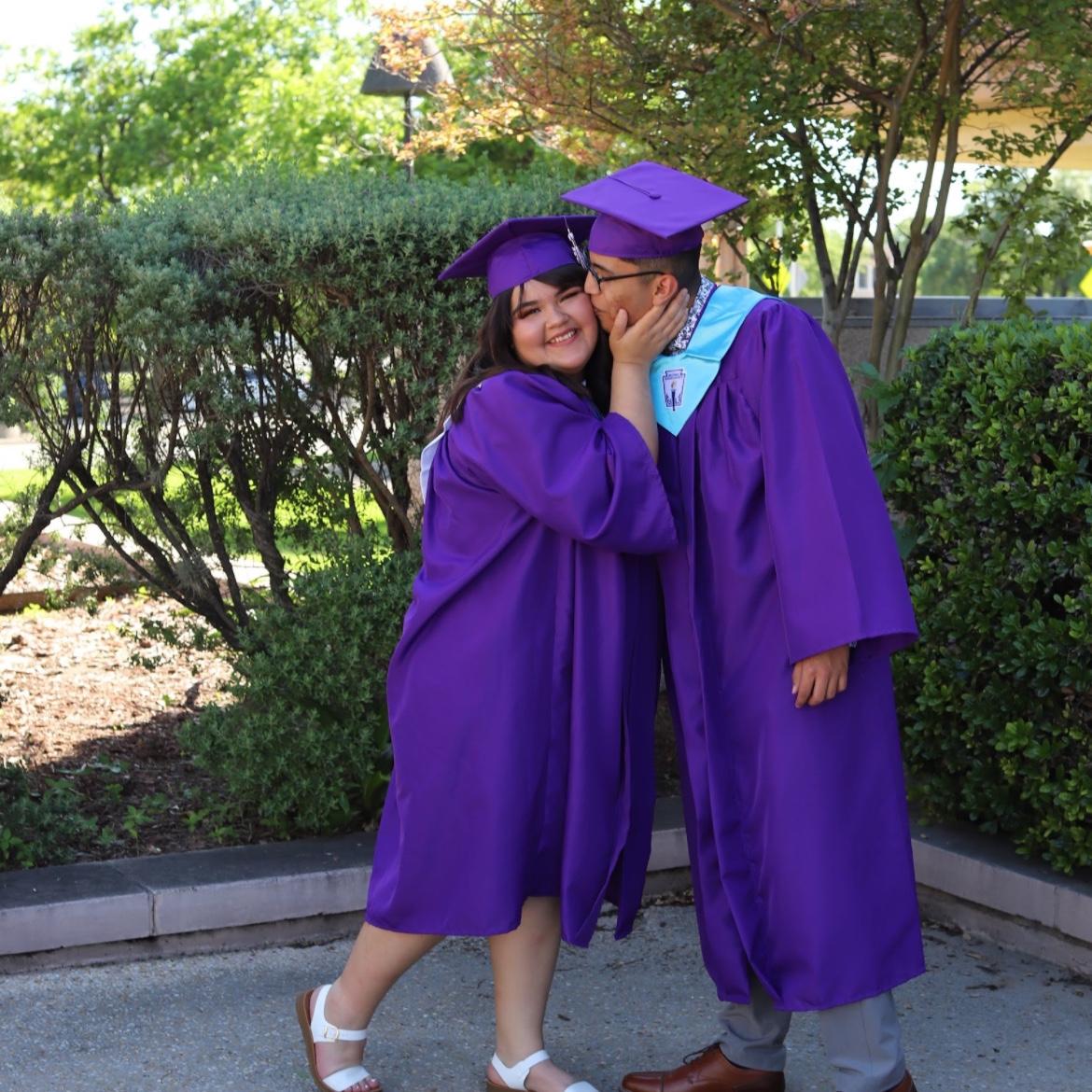 This was us when we took graduation pictures, we both graduated from Brackenridge High School in 2021.