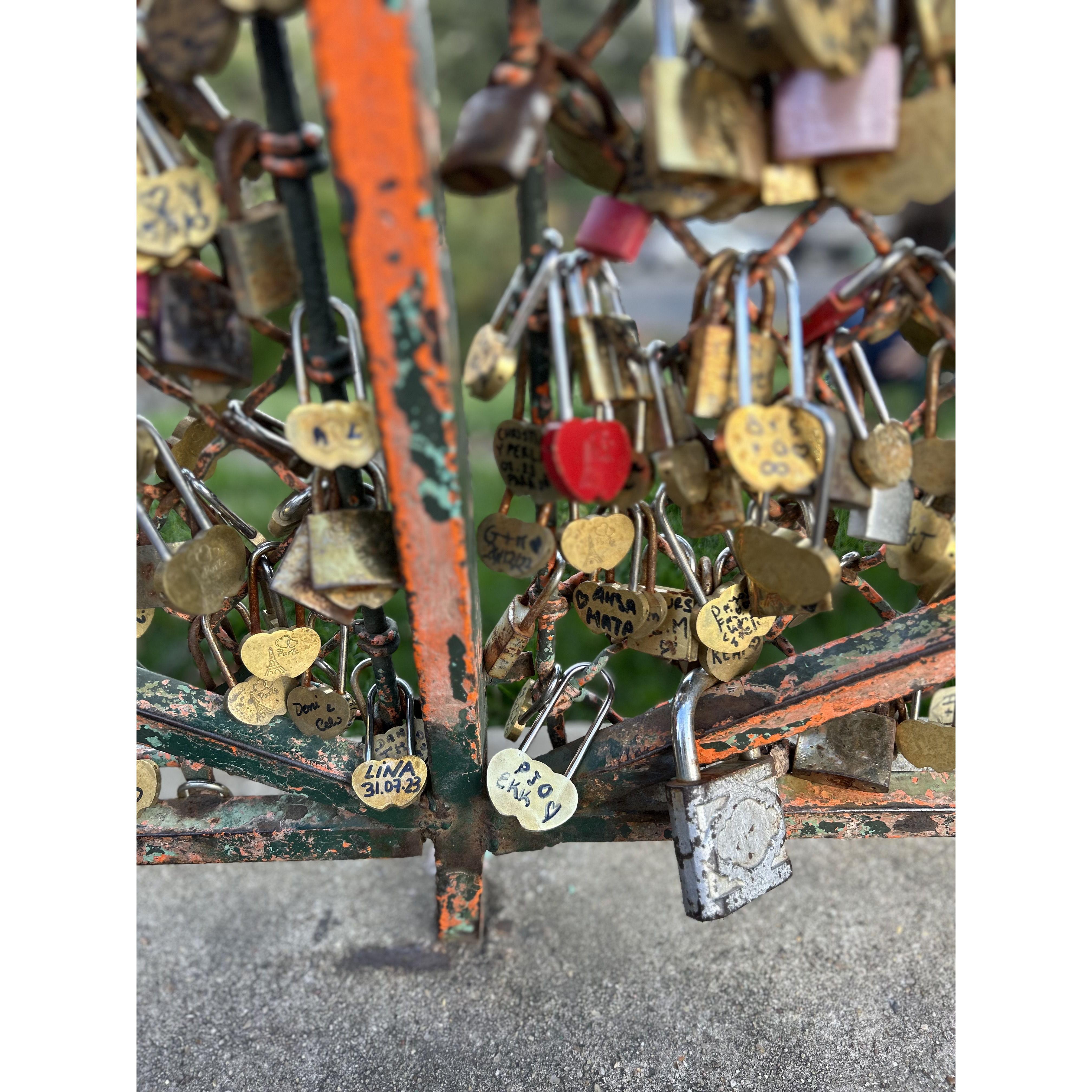 On our trip to Paris, we added our own lock to the love-lock bridge