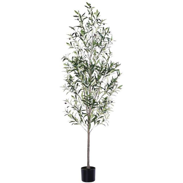 Jocoevol Olive Tree, 6FT Artificial Indoor Tall Faux Olive Trees w/Planter & Natural Wood Trunk and Lifelike Fruits, Fake Olive Artificial Tree for Home Office Decor