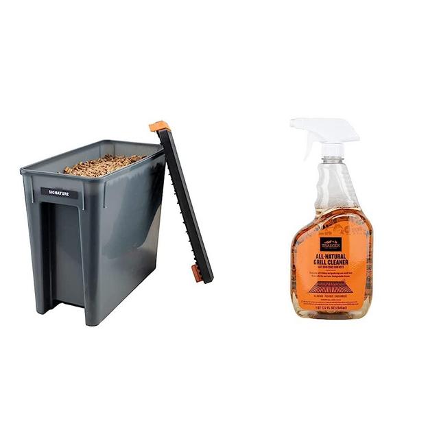 Traeger Pellet Grills BAC637 Stay Dry Pellet Bin, Wood Pellet Storage with Locking Lid, Black & Pellet Grills BAC679 All Natural Cleaner Grill Accessories 946 ml