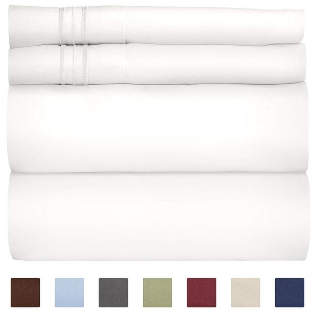 King Size Sheet Set - 4 Piece Set - Hotel Luxury Bed Sheets - Extra Soft - Deep Pockets - Easy Fit - Breathable & Cooling Sheets - Wrinkle Free - Comfy - White Bed Sheets - Kings Sheets – 4 PC