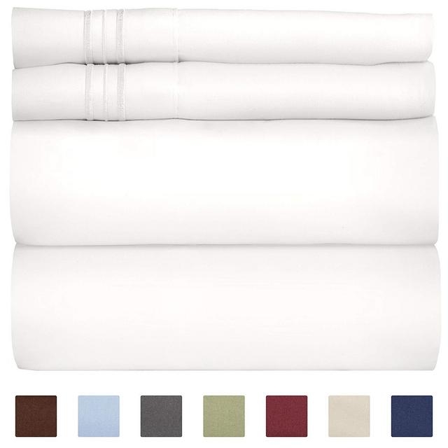 King Size Sheet Set - 4 Piece Set - Hotel Luxury Bed Sheets - Extra Soft - Deep Pockets - Easy Fit - Breathable & Cooling Sheets - Wrinkle Free - Comfy - White Bed Sheets - Kings Sheets – 4 PC