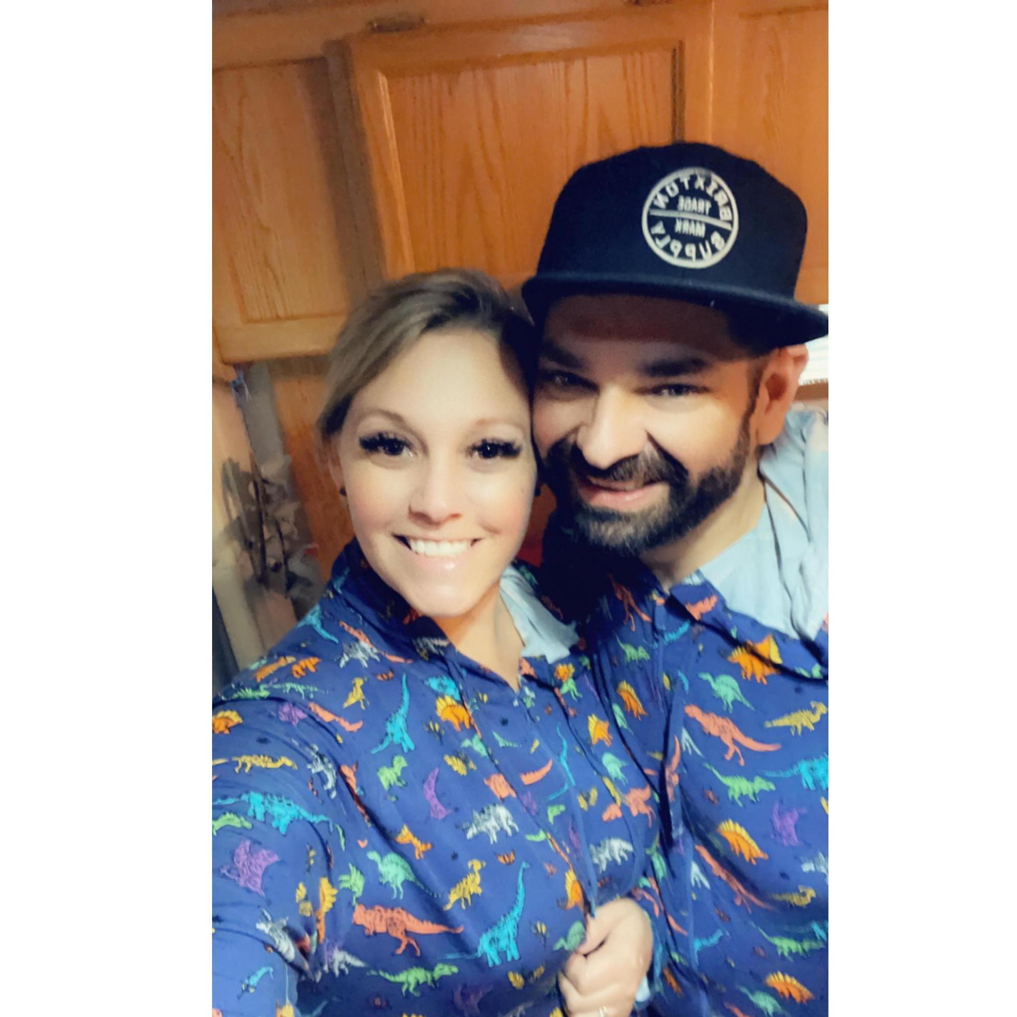 Dino matching onsies in Cherry Springs, PA camping trip for Stacy's Birthday :)