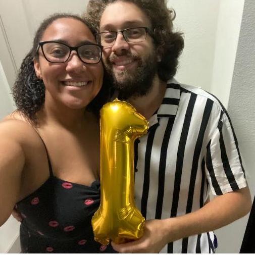 October 10th 2021: Celebrating 1 year of dating in our first apartment.