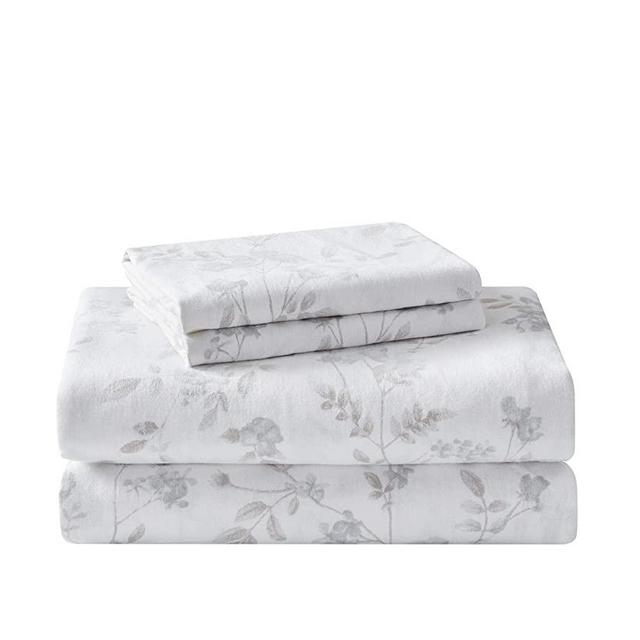 Laura Ashley Home - Flannel Collection - Sheet Set - 100% Cotton, Ultra-Soft Brushed Flannel, Pre-Shrunk & Anti-Pill, Machine Washable Easy Care, Queen, Fawna