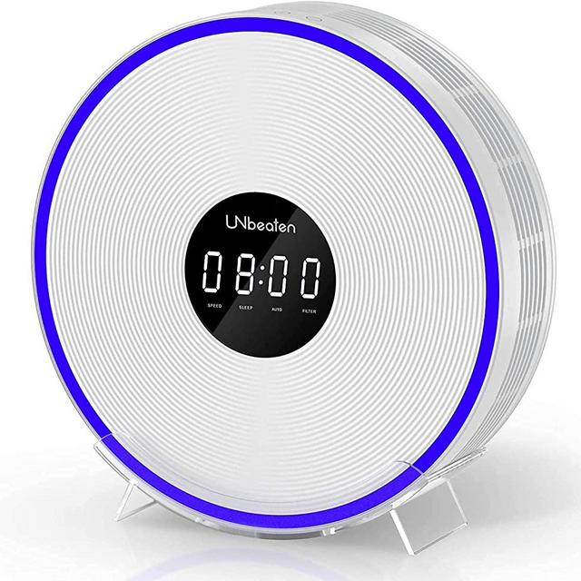UNbeaten Air Purifiers for Home, H13 ​True ​HEPA Filters, Night Light Clock Air Purifier, Use Space up to 200 Sq Ft, for Home Allergies and Pets, Dust, Pollen, Smoke, Ferris ​360 White
