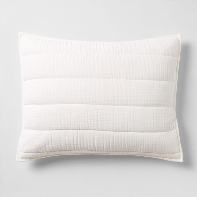 Supersoft Organic Cotton Gauze Crisp White Standard Quilted Bed Pillow Sham