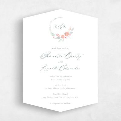 White Diamond Wedding Invitation - Arlington Portrait