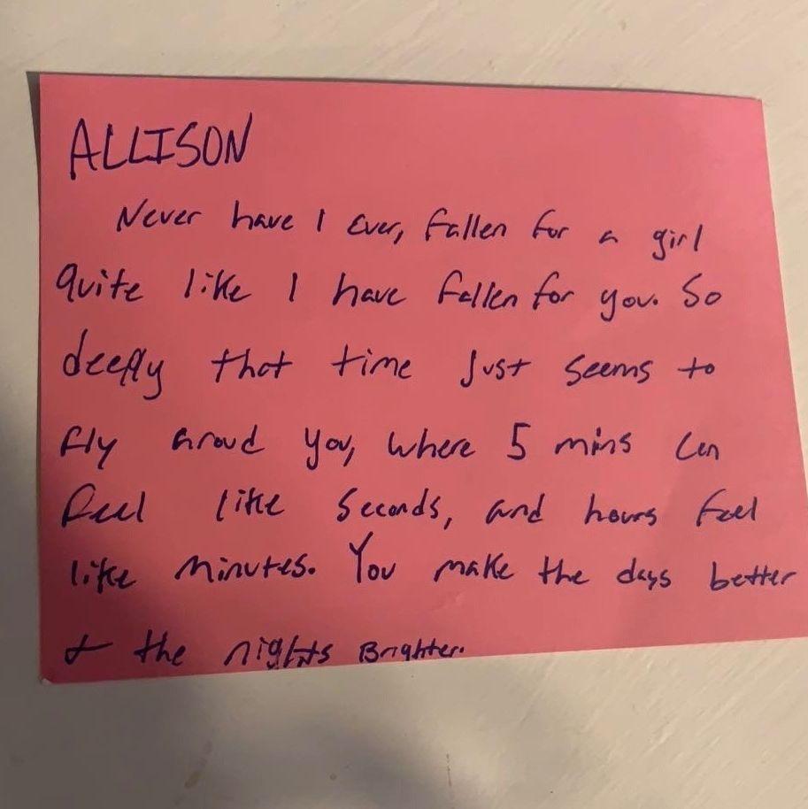 September 21 2022: The day Braden officially asked Allison to be his girlfriend! Here is the note he left for her that same day!