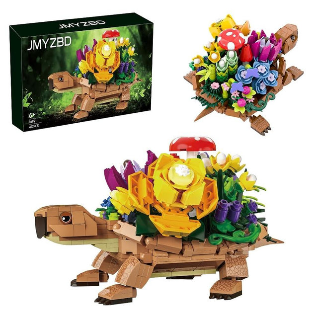 Sea Turtle Succulent Planter Building Set, Turtle Flowers Pot Building Kit, Animals Botanical Collection Blocks Toys, for 6+ Boys, Girls, Women, Home Plants Decor Gift Idea for Christmas (477Pcs)