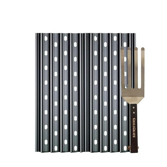 GrillGrate - 12" Panel Set - 2 Interlocking GrillGrates + Grilling Tool (13"L x 10.5"W) - Premium Replacement Grill Grate