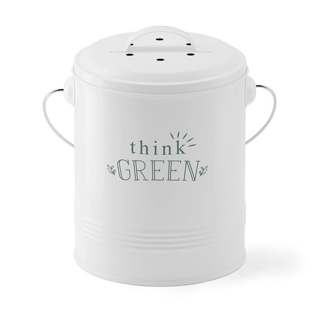 Barnyard Designs Compost Bin for Kitchen Counter - 1.2 Gallon Countertop Composter with Extra Smell-Absorbing Filters and Inner Bucket for Easy Cleaning - Food Waste Bin for Kitchen with Lid (White)
