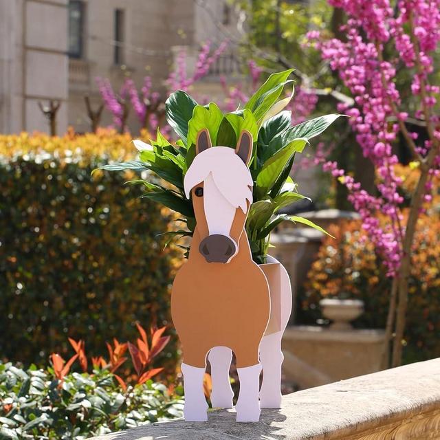 Gochoi PVC Planter, Small Horse Shape, Cute Indoor-Outdoor Decoration for Horse Lovers, 15.74x8.54x5.3 inches, Gochoi Brand