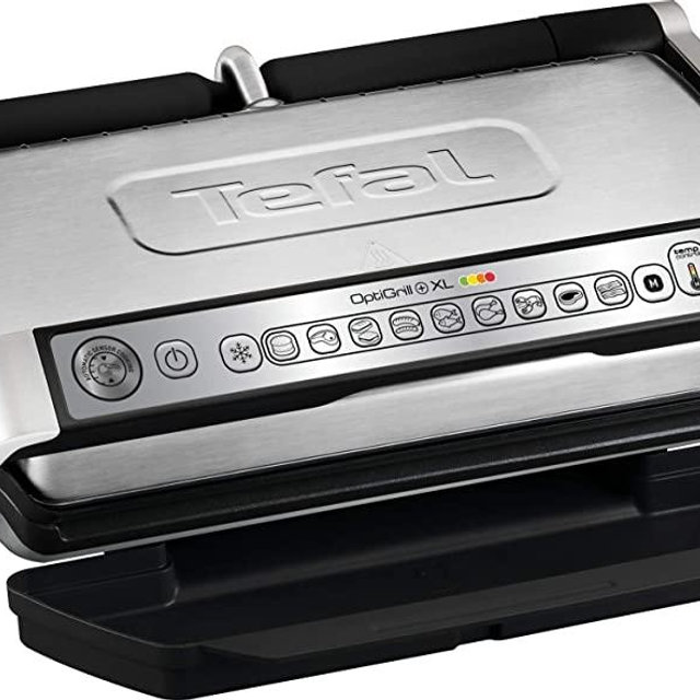 T-fal GC722D53 1800W OptiGrill XL Stainless Steel Large Indoor Electric Grill with Removable and Dishwasher Safe Plates, Silver