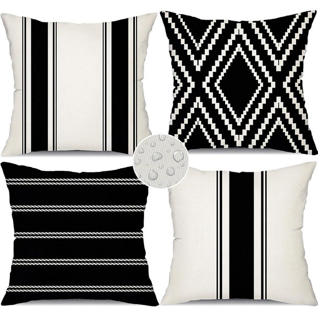 DFXSZ outdoor Pillow Covers 18x18 Inch Set of 4 Waterproof Modern Geometry Throw Pillows Outdoor Summer Waterproof Decor for Patio Funiture Garden Polyester Cushion Covers 013A