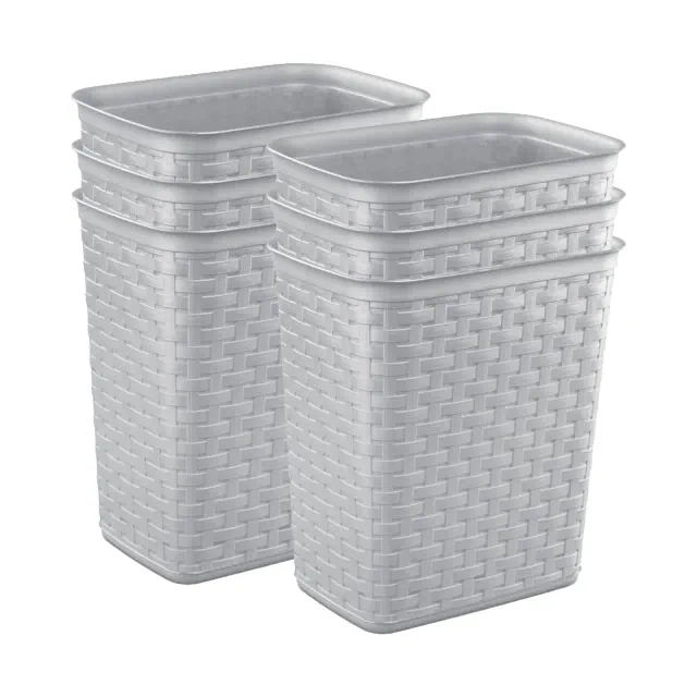 Sterilite 3.4 Gallon/13 Liter Decorative Weave Wastebasket, Cement
