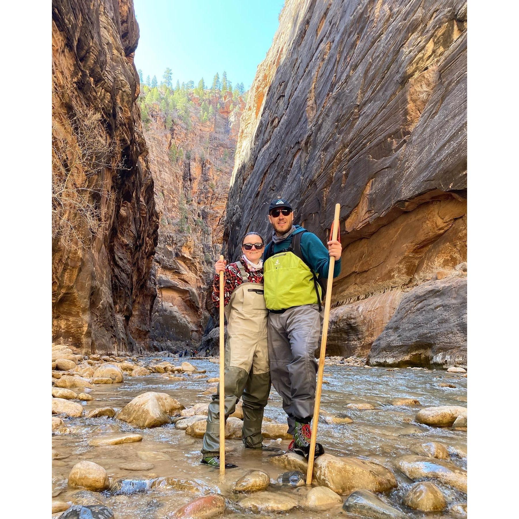 Hiking the Narrows in Zion National Park, March 2021