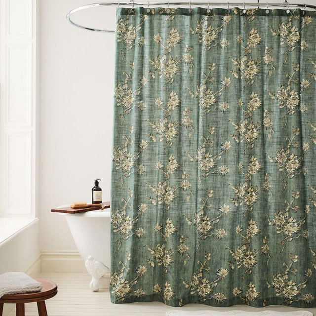 Deco Blossom Shower Curtain, 72x74, Aegean