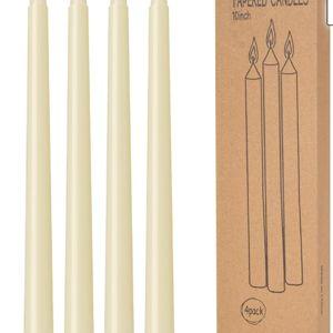 4 Pack Ivory Taper Candles - Taper Candles 10 Inch Dripless, Smokeless & Unscented - 8 Hours Long Burning - Hand Poured Tall Candlesticks - Ideal for Weddings, Dinner Parties, and Home Decor