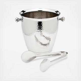 Hammered Ice Bucket with Tongs