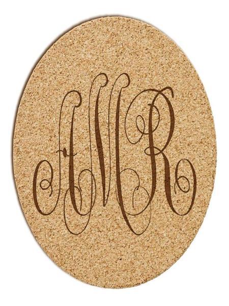Monogrammed Cork Coaster Set of 6