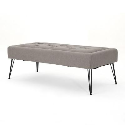 Zyler Tufted Ottoman Bench Dark Gray - Christopher Knight Home