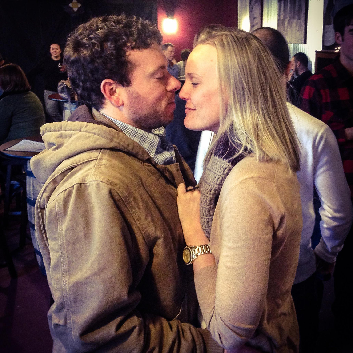 A rare moment of PDA snapped on Matt's 30th birthday surprise brewery tour.