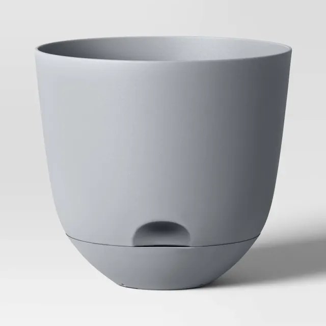 Self-Watering Plastic Indoor Outdoor Planter Pot Gray 12"x12" - Room Essentials™