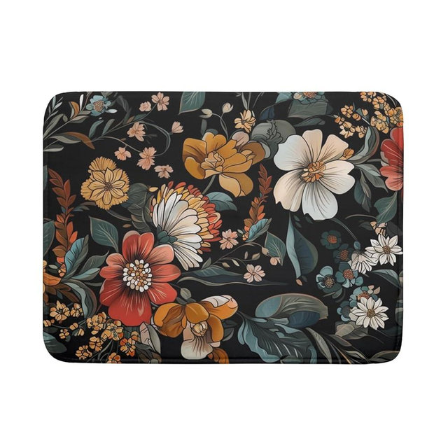 Vintage Floral Dish Drying Mat 18x24 inch Boho Flower Drainer Mats Fast Dry Absorbent Washable Dish Rack Pad Protector Kitchen Accessories