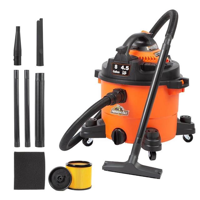 Armor All VBV809 0901 8-Gallon 4.5 Peak HP Wet/Dry Shop Vac with Detachable Blower, Orange