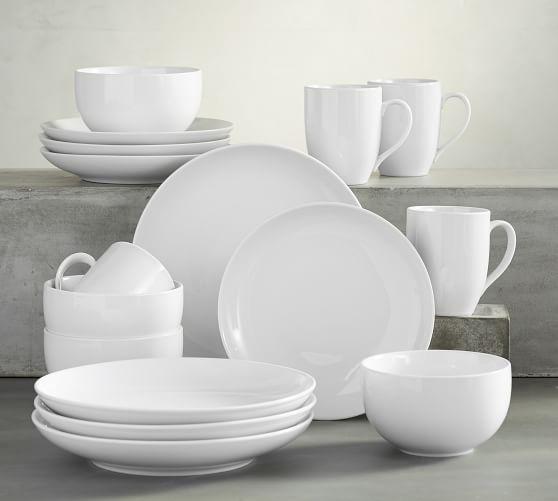 Great White Coupe Dinnerware 16 Piece Set With Cereal (Dinner, Salad, Cereal, Mug)