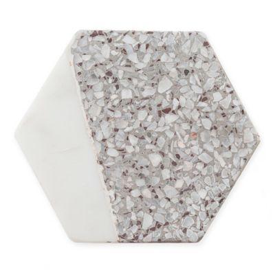 Thirstystone® Hexagon Coasters in White Marble/Grey Terrazzo (Set of 4)