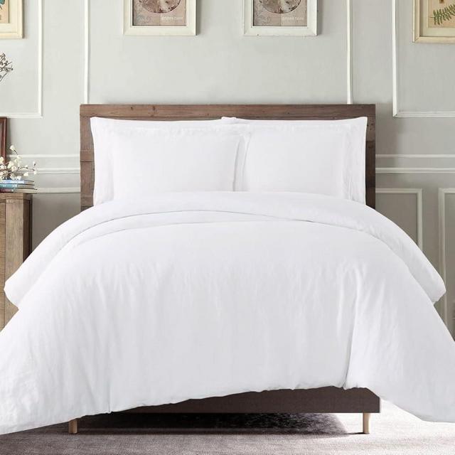 Decfair 100% Egyptian Cotton Duvet Cover Set Queen/Full Size 600 Thread Count Soft, Smooth Sateen Weave All Seasons, Zipper and Corner Ties- 1 White Queen/Full Duvet Cover (90"x90") & 2 Pillow Shams