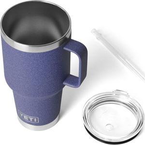 YETI Rambler 35 oz Tumbler with Handle and Straw Lid, Travel Mug Water Tumbler, Vacuum Insulated Cup with Handle, Stainless Steel, Moon Dust - Textured