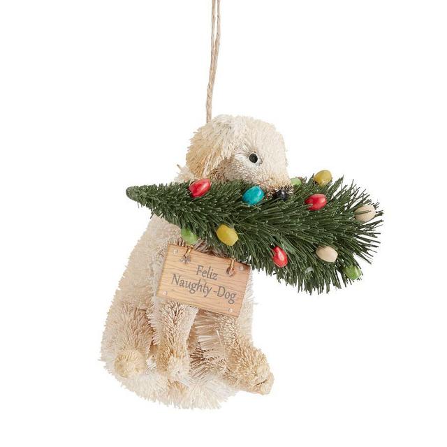 Bottlebrush Feliz Naughty Dog Ornament
